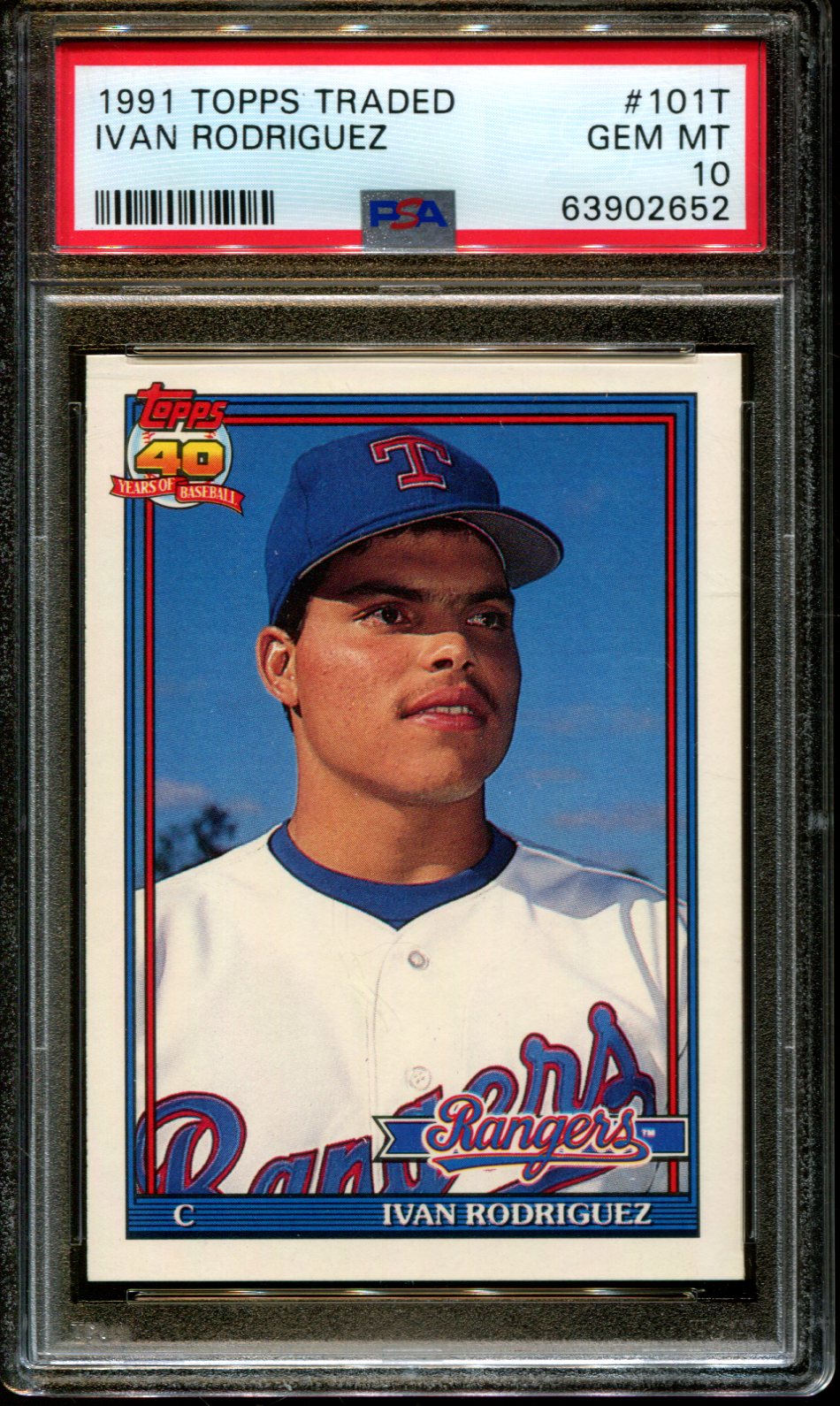 1991 TOPPS TRADED #101T IVAN RODRIGUEZ RC RANGERS HOF PSA 10 - Picture 7 of 42