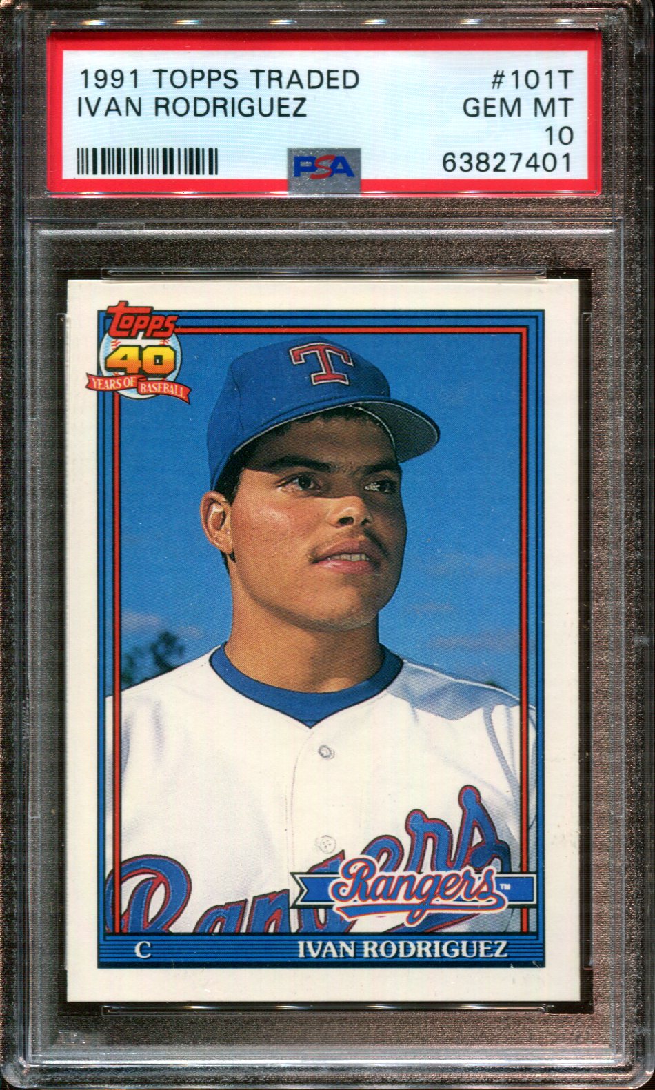 1991 TOPPS TRADED #101T IVAN RODRIGUEZ RC RANGERS HOF PSA 10 - Picture 13 of 42