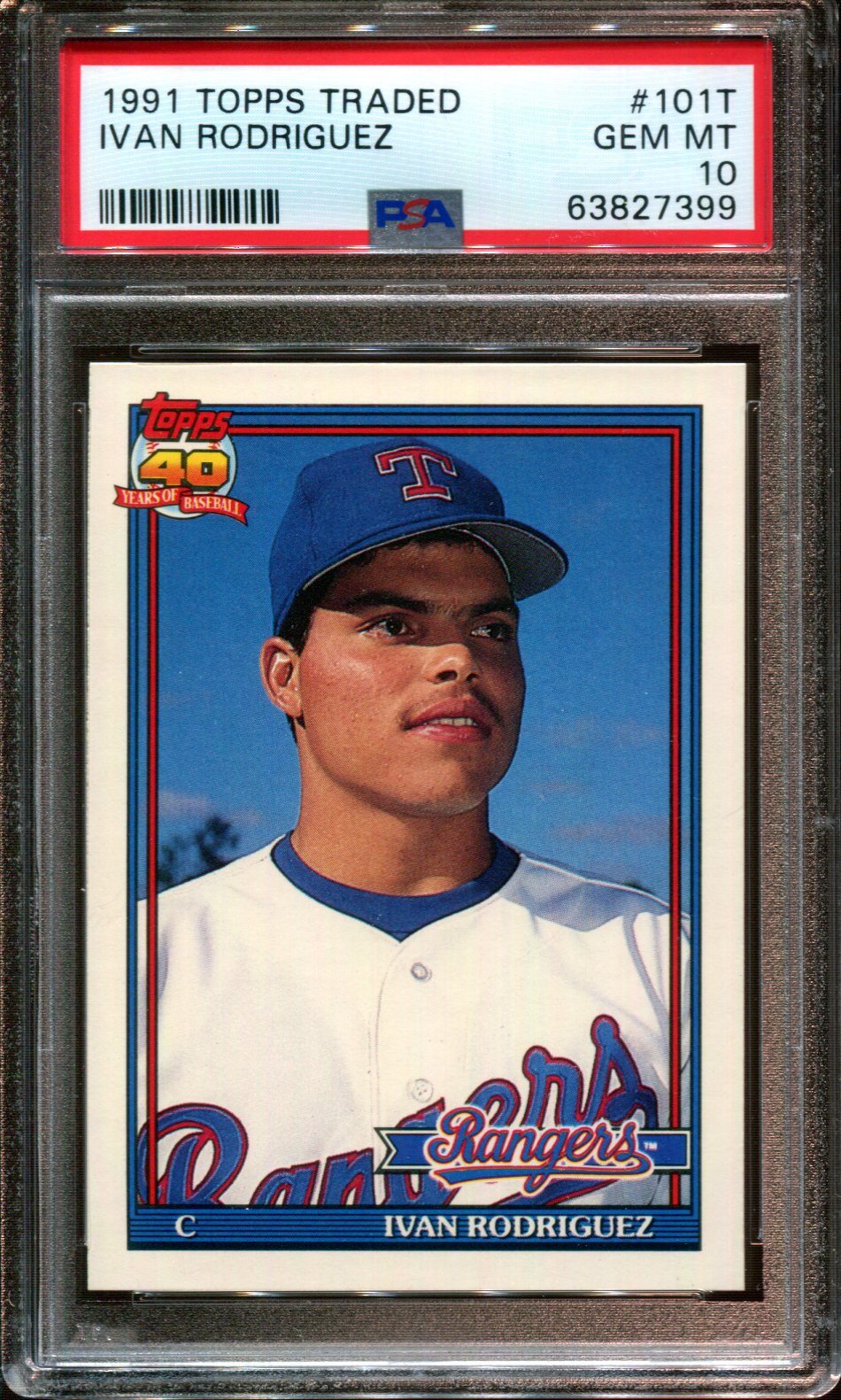 1991 TOPPS TRADED #101T IVAN RODRIGUEZ RC RANGERS HOF PSA 10 - Picture 15 of 42