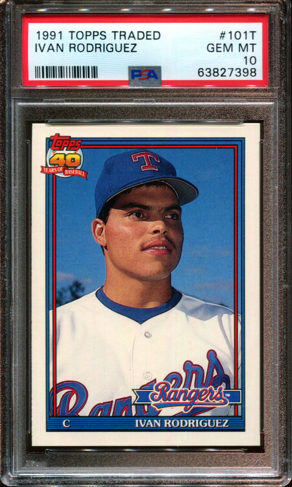 1991 TOPPS TRADED #101T IVAN RODRIGUEZ RC RANGERS HOF PSA 10 - Picture 17 of 42