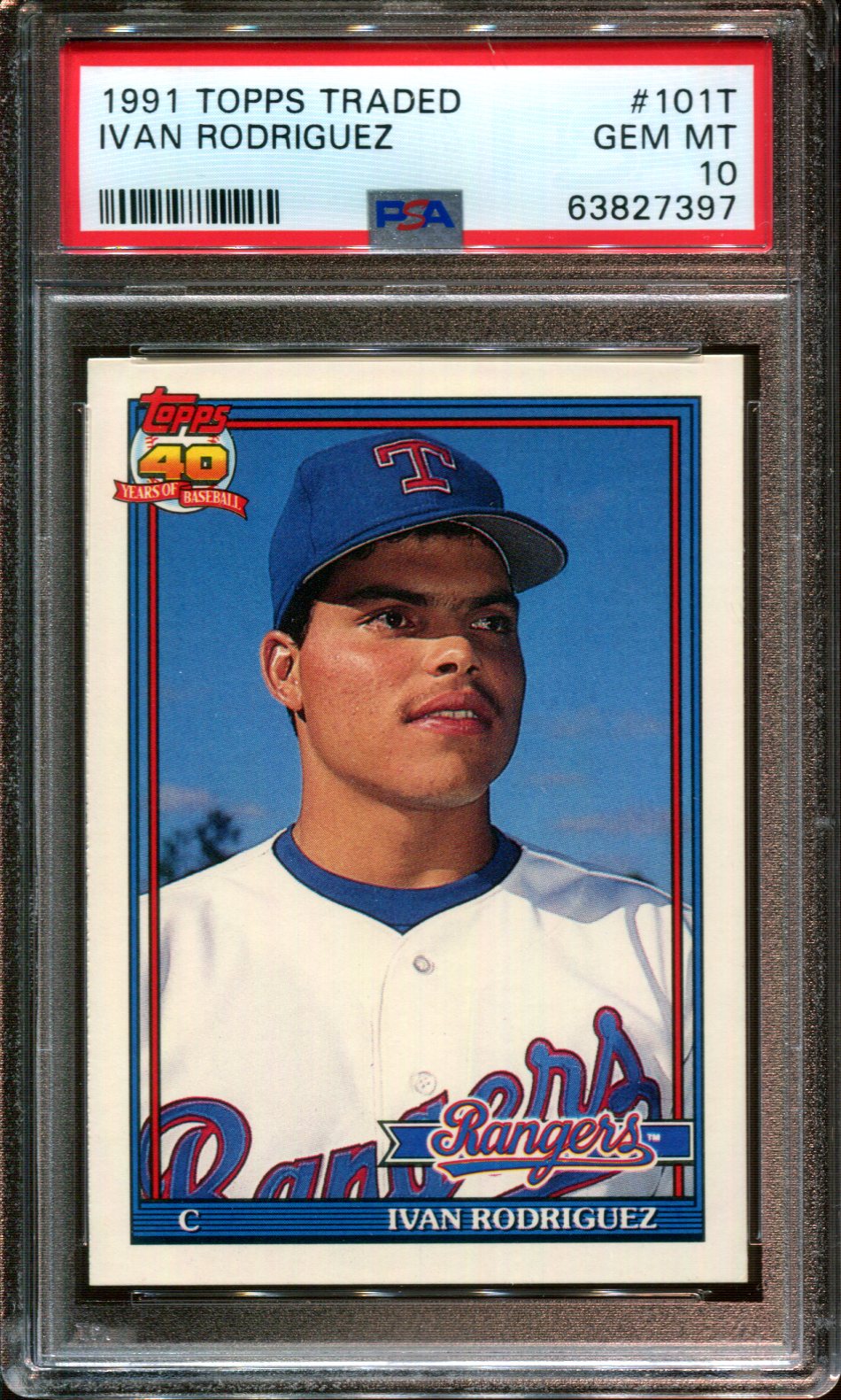 1991 TOPPS TRADED #101T IVAN RODRIGUEZ RC RANGERS HOF PSA 10 - Picture 19 of 42
