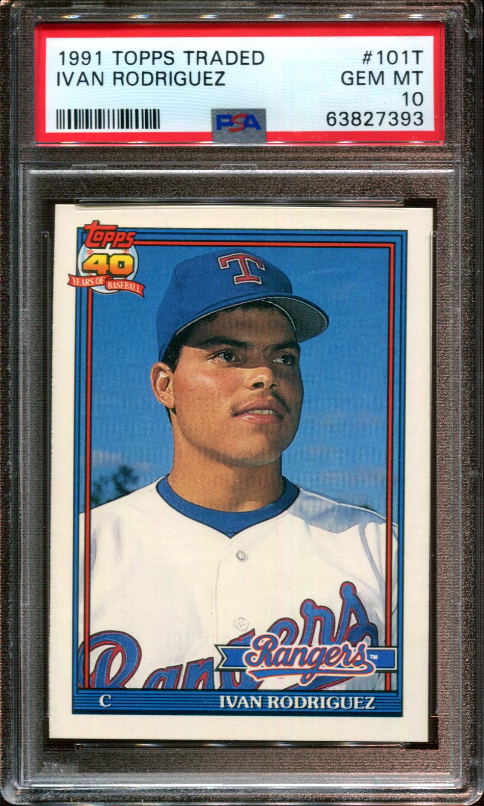 1991 TOPPS TRADED #101T IVAN RODRIGUEZ RC RANGERS HOF PSA 10 - Picture 27 of 42