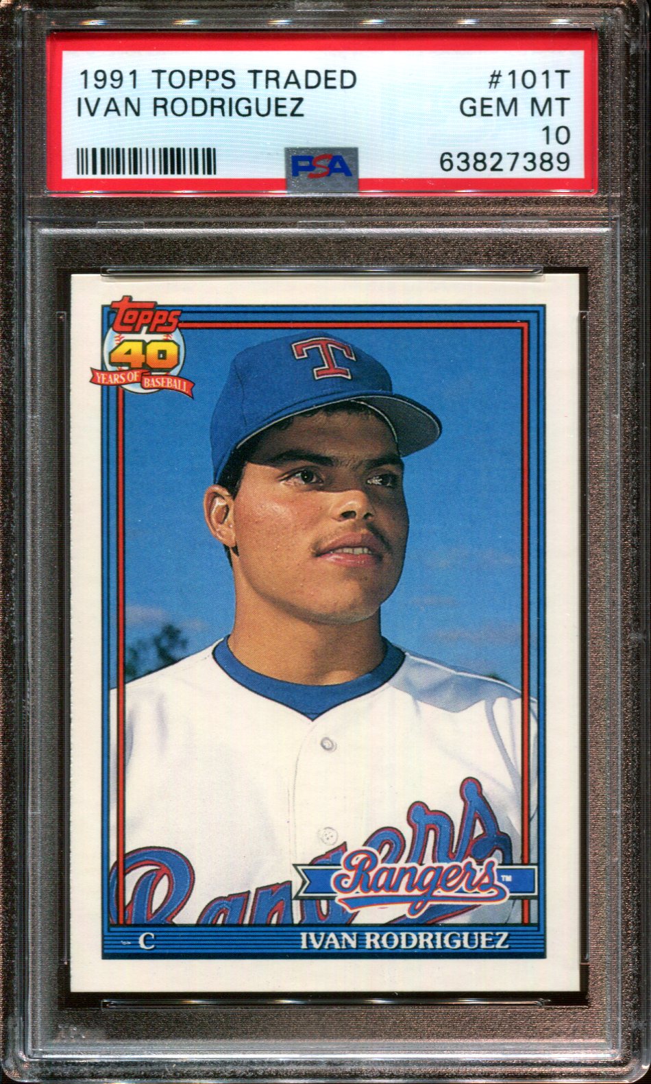 1991 TOPPS TRADED #101T IVAN RODRIGUEZ RC RANGERS HOF PSA 10 - Picture 31 of 42
