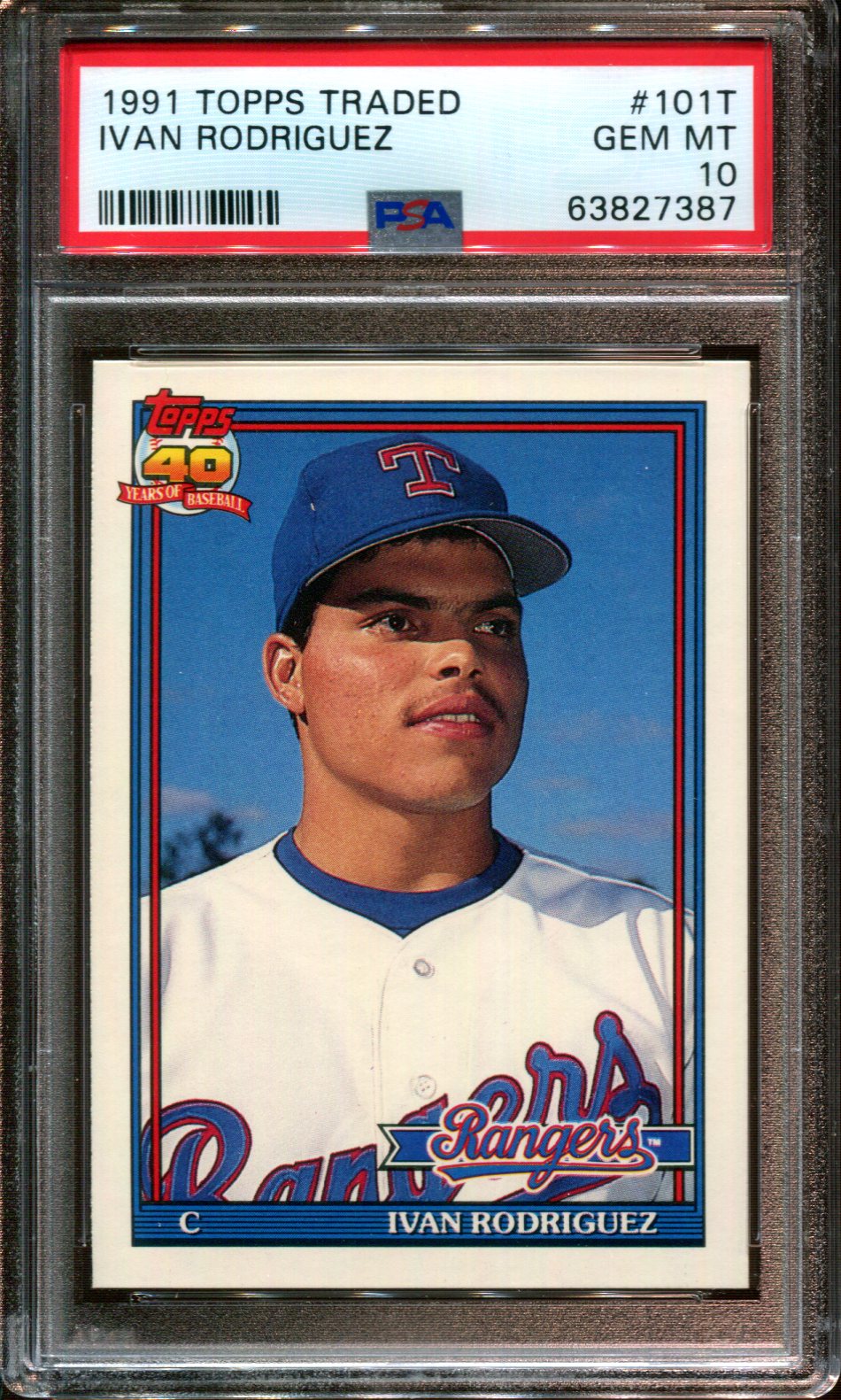 1991 TOPPS TRADED #101T IVAN RODRIGUEZ RC RANGERS HOF PSA 10 - Picture 33 of 42