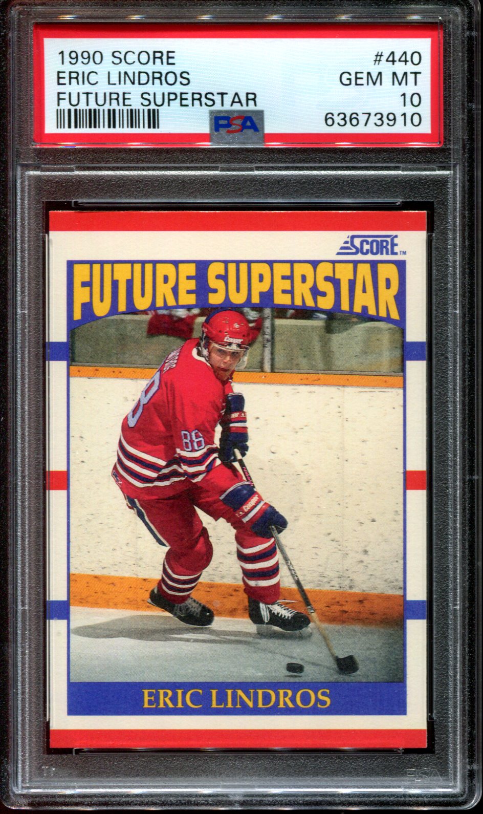 1990 SCORE FUTURE SUPERSTAR #440 ERIC LINDROS RC HOF PSA 10